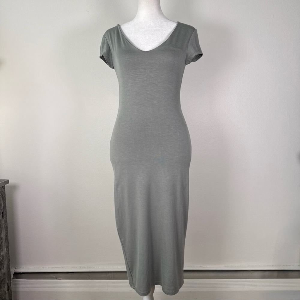 See You Monday Dress LA Bodycon Midi T-shirt Dress Size Medium Lined Stretch